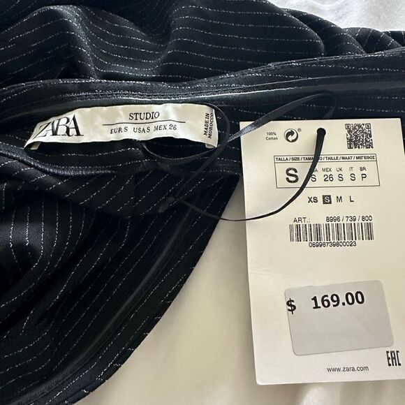 NWT ZARA PINSTRIPE DRESS LIMITED EDITION BLACK - REF. 8996/739 S 169$ - Picture 9 of 10